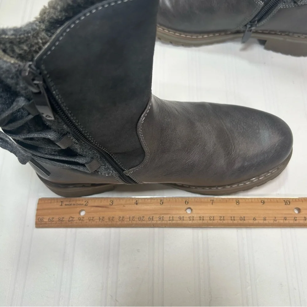 Patrizia Dawna Spring Step Women's Gray Zipper Ankle Boots Faux Fur Lined Size 6 - Picture 8 of 11